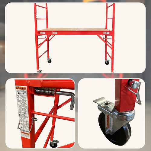 Red Mobile Safety High Scaffold / Ladder Tool - 450kg