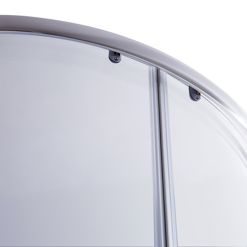 Curved Sliding Shower Screen 90x90cm – Chrome with White Base, 580mm Radius