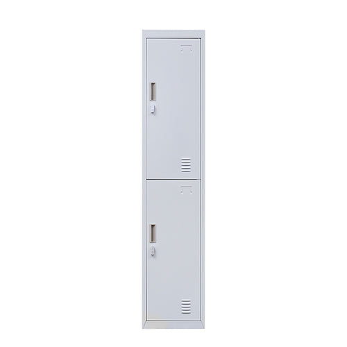 2-Door Metal Locker Cabinet in Grey – Padlock-operated