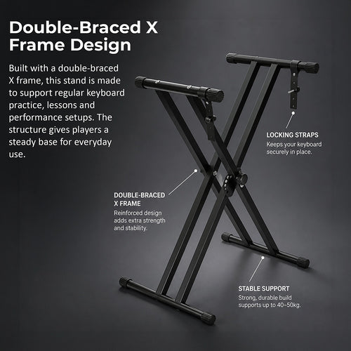 Adjustable Keyboard Stand with Double-Braced X Frame