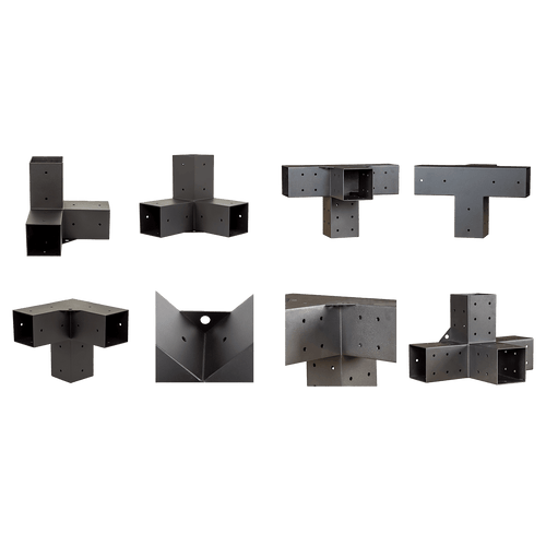 Roof Pergola Gazebo Shed Matte Black Steel Double with Top Rafters Brackets DIY Kits