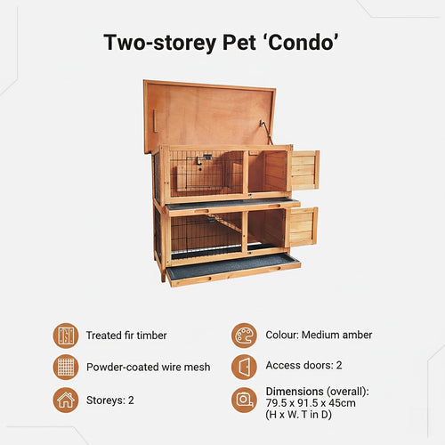 Large Rabbit Hutch with BASE Chicken Coop 2-Storey Guinea Pig Pet Cage House