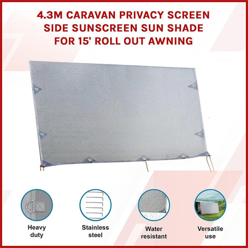 4.3 x 1.8m Caravan Privacy Screen Side Roll Out Awning