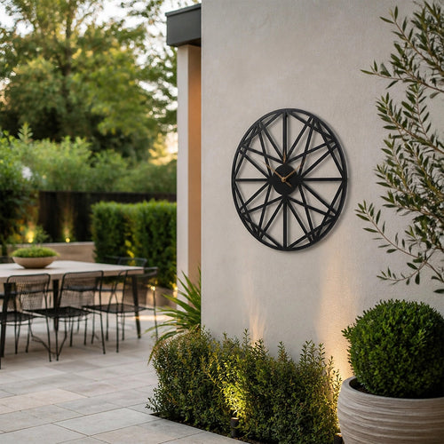 Large Metal Outdoor Wall Clock – Weather-Resistant Design for Garden or Home Décor