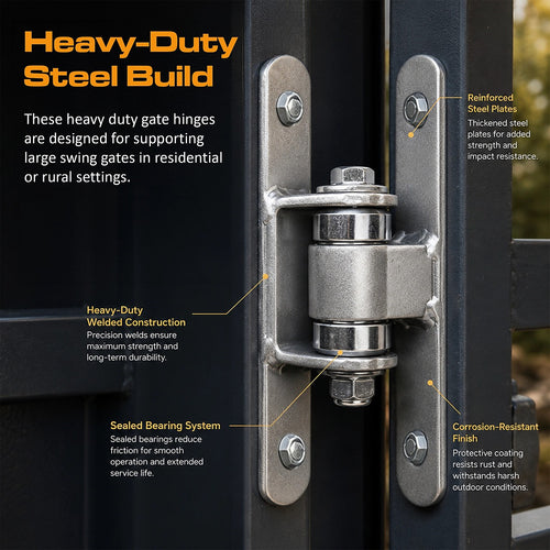 Heavy Duty Gate Hinges 190mm Adjustable Sealed Bearing Pair