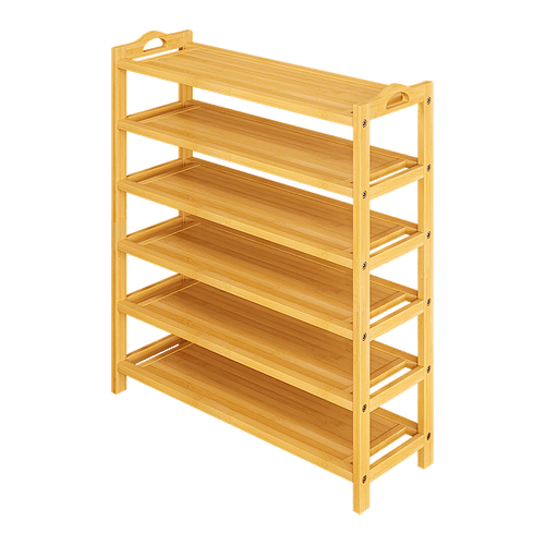 6 Layers Natural Wood Bamboo Shelf Entryway Storage Shoe Rack Home Furniture
