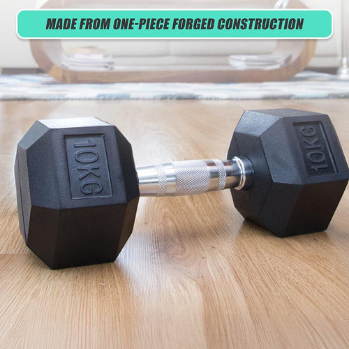 10kg Commercial Rubber Hex Dumbbell Gym Weight