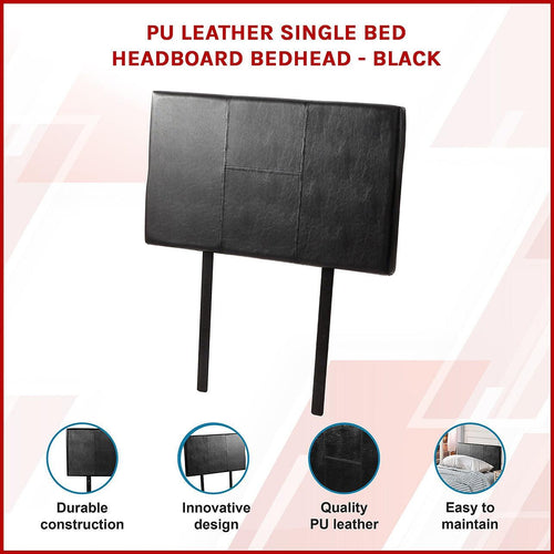 Single Black PU Leather Bed Headboard Bedhead