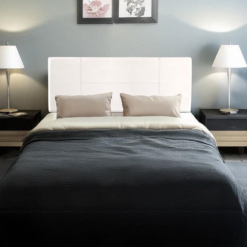 Double White PU Leather Bed Headboard Bedhead