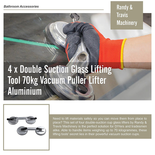 4 x Double Suction Glass Lifting Tool 70kg Vacuum Puller Lifter Aluminium