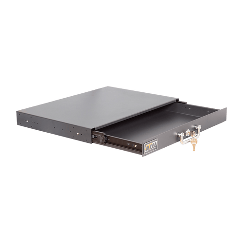 1U Locking Rack Mount Drawer Secure Steel Storage for 19" Network Server