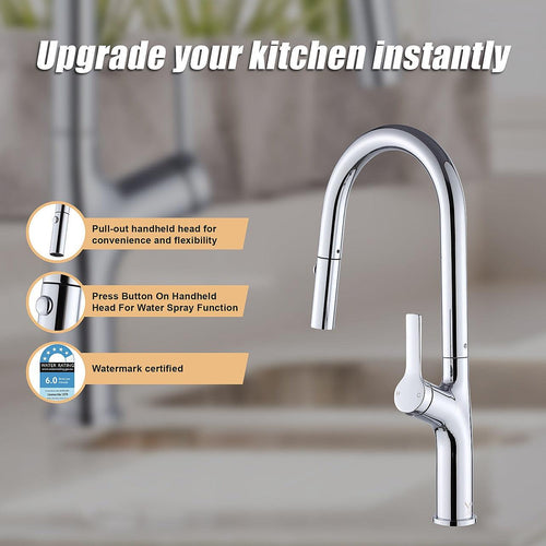 Kitchen Laundry Bathroom Basin Sink Pull Out Mixer Tap Faucet - Chrome