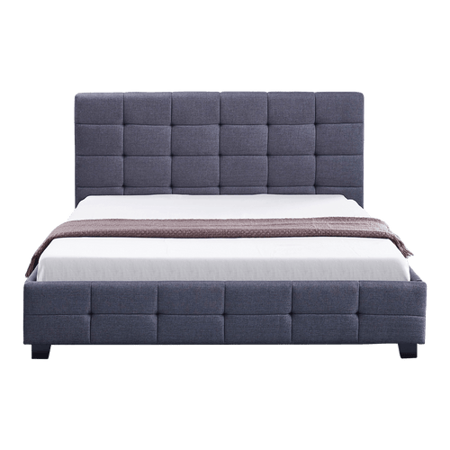 Queen Grey Linen Fabric Deluxe Bed Frame