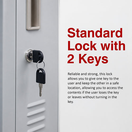 12-Door Steel Locker – Grey, Standard Lock with 2 Keys