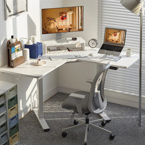 L Shaped Sit Stand Desk Electric Height Adjustable Corner Table