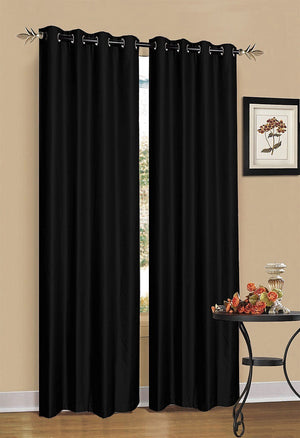 2X Blockout Curtains Blackout Window Curtain Draperies Pair Eyelet for Bedroom 132*213cm Black