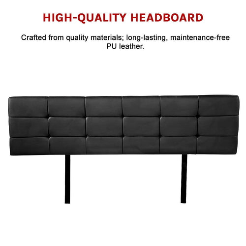 King PU Leather Bed Deluxe Headboard Bedhead - Black