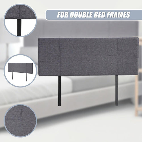 Double Grey Linen Fabric Bed Headboard Bedhead