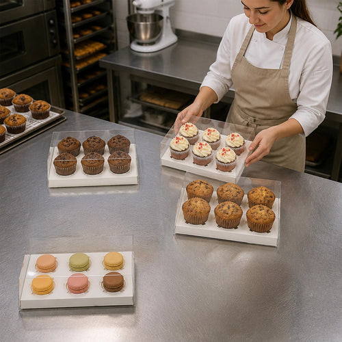 Cupcake Boxes 10-Pack – Clear PVC Dessert Packaging