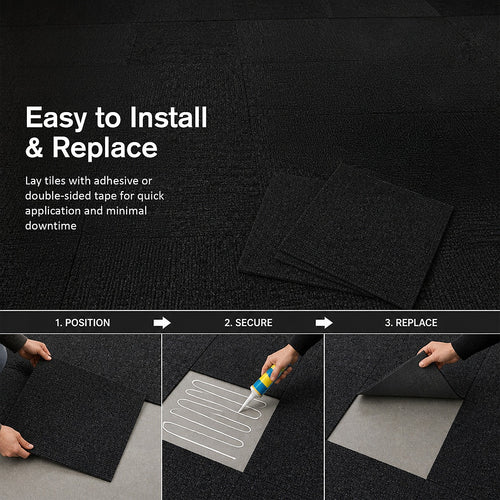 5m² Black Carpet Tiles Set – Commercial & Home Flooring for Office, Retail & Living Areas