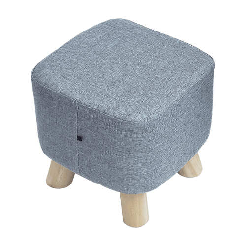 Grey Fabric Ottoman Foot Stool Rest Pouffe Wood Padded Seat  Squircle