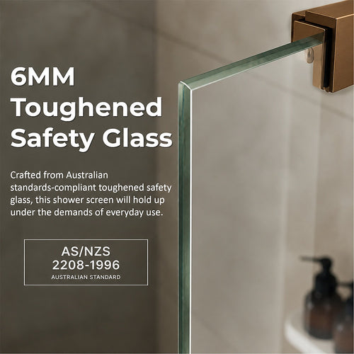 Semi-Frameless Shower Screen – Dust Brown, Front: (74~82)x195cm, Side: (98~101)x195cm