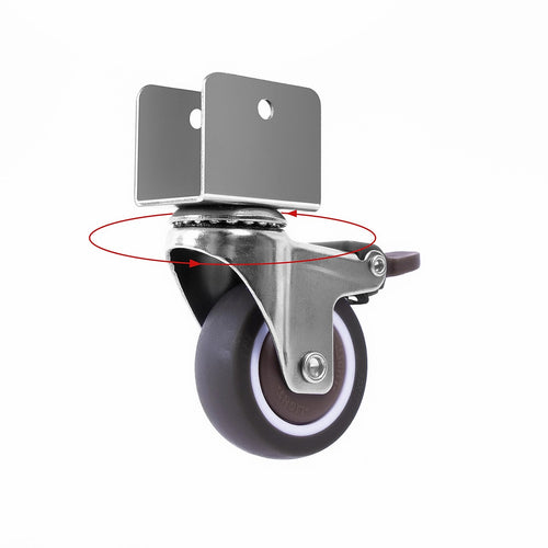 2 Inch U-Shaped TPE Swivel Castor Wheels Set of 4 with Brake