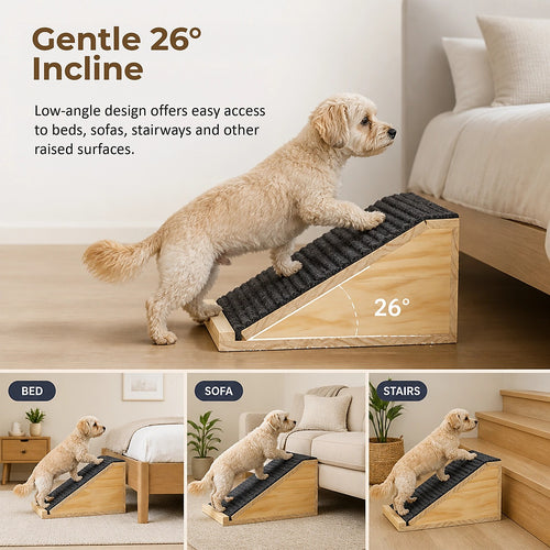 Wooden Pet Ramps 2 Pack Non Slip Dog & Cat Ramps for Stairs