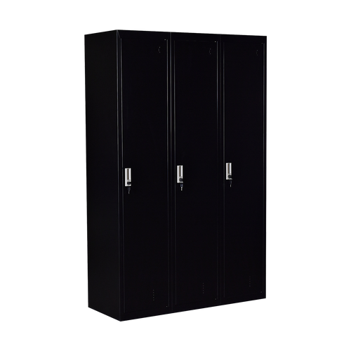 Three-Door Side by Side Storage Locker – Office, Gym & Shed Organisation Unit in Black