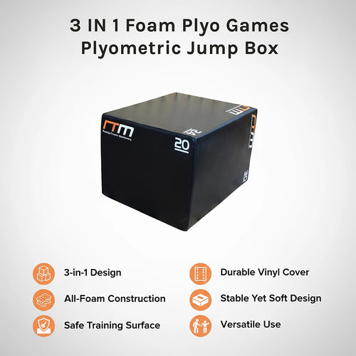 3-in-1 Foam Plyometric Jump Box – Fitness Training Plyo Games Box for Cardio & Strength