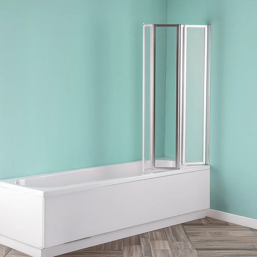 4 Fold Chrome Folding Bath Shower Screen Door Panel 1000 x 1400mm