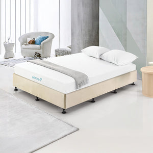King Single Slatted Ensemble Bed Base - Platinum Natural Sand Linen Breathable Cover