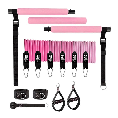 14-Piece Pilates Bar Kit with Resistance Bands & Belt – Versatile Home Fitness Pedal Puller for Full-Body Workouts