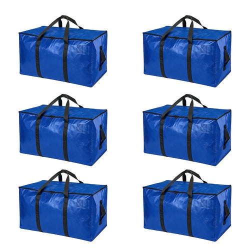 88L Heavy Duty Moving Storage Bags 6 Pack Reinforced Carry Bags with Handles, Straps & Zip for Clothes, Bedding & Moving