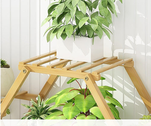 Bamboo Multilayer Plant Stand – Flower & Bonsai Rack Shelf for Porch, Lawn or Patio in Wood