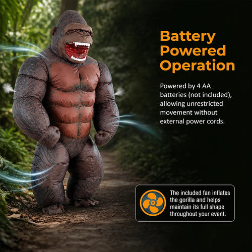 Adult Inflatable Gorilla Costume King Kong Ape Blow Up Halloween Fancy Dress Suit