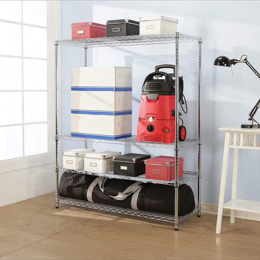 Wire Storage Rack – 150x45cm Chrome Shelving with Fixed Legs
