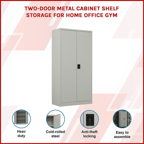 Double-Door Metal Cabinet with 4 Shelves – Office, Garage, or Home Storage in Grey without Legs