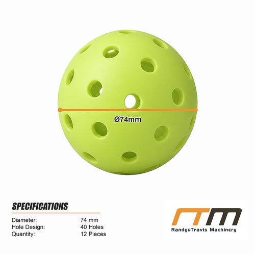 12pcs Outdoor Pickleballs 40 Hole 74mm Pickle Balls Set