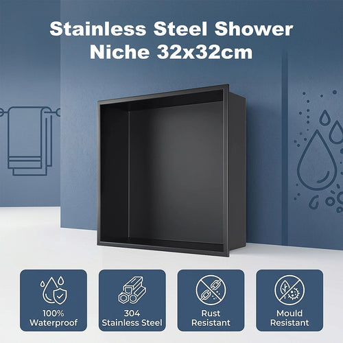 Stainless Steel Shower Niche 32x32cm Shelf Recessed Wall Insert