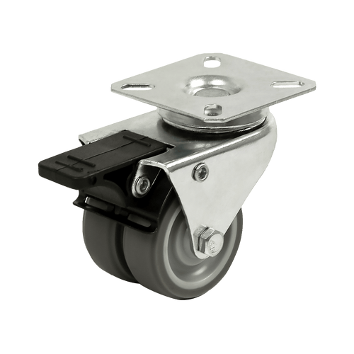 4 x 2" Heavy Duty Swivel Double Wide Castor Wheels Trolley 50mm Furniture Rubber With Brake