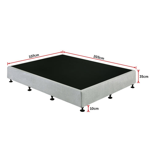 King Single Slatted Ensemble Bed Base - Grey Linen Breathable Cover