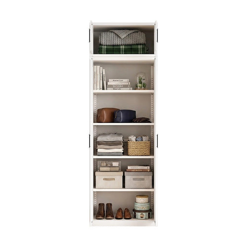 80x240cm 2-Door White Steel Shelf Wardrobe with Black Handle Storage Cabinet