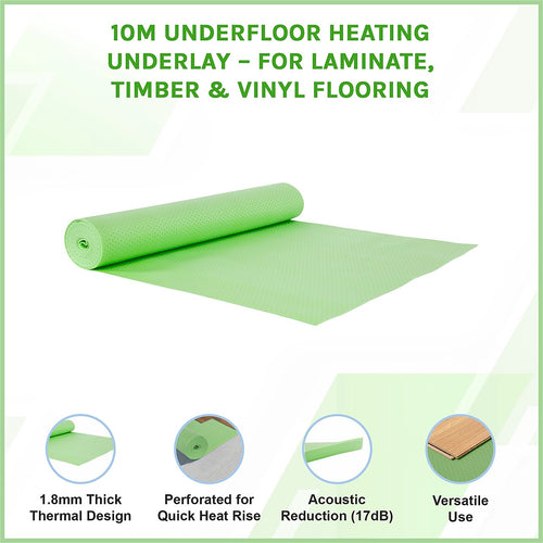 10m Underfloor Heating Underlay – For Laminate, Timber & Vinyl Floors