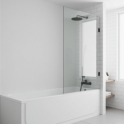 90cm Frameless Swing Bath Screen with Brushed Gunmetal Hardware