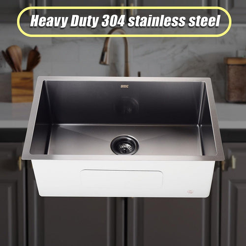 700x450mm Stainless Steel Handmade 1.5mm Sink with Waste in Black with sand finish Finish