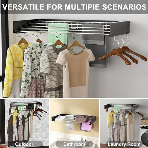 Collapsible Laundry Drying Rack Wall Mounted Clothes Drying Rack for Laundry