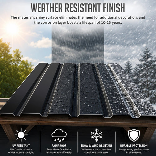 12 PCs Corrugated Roof Sheets Profile Galvanized Metal Roofing Carport Black