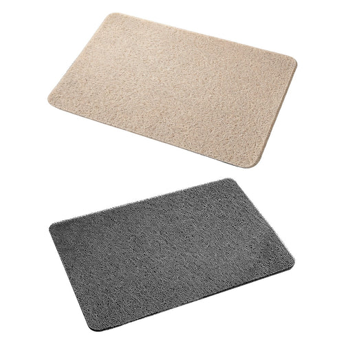 Non Slip Shower Mat 2 Pack Fast Draining PVC Bathroom Mats Beige & Grey