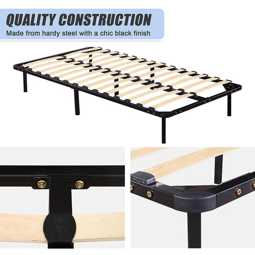 King Single Metal Bed Base with Slats – Heavy-Duty Steel Frame